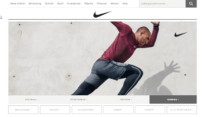 Zielseite Sitelinks Search Box von Nike