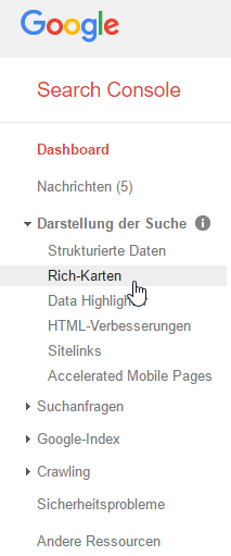 Rich Cards Tool in Google Search Console