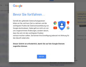 Pop-Up von Google