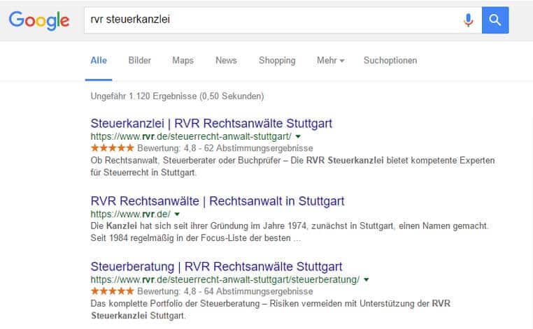 Sternebewertung-organische-Suchergebnisse