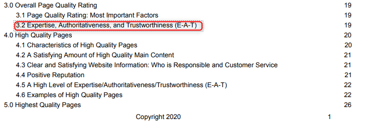 EAT in den Google Ranking Guidelines