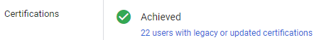22 Users certified