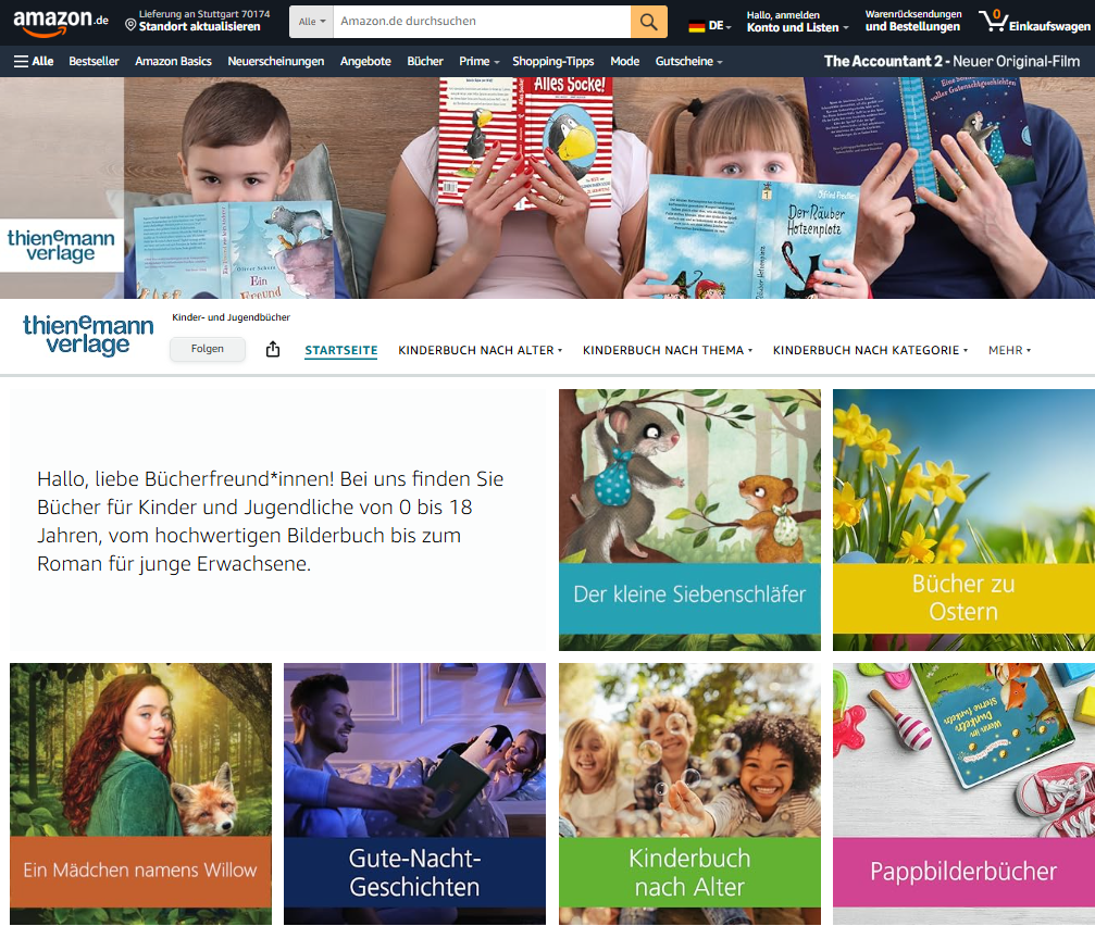 Kunde: thienemann verlage Amazon Shop Beispiel