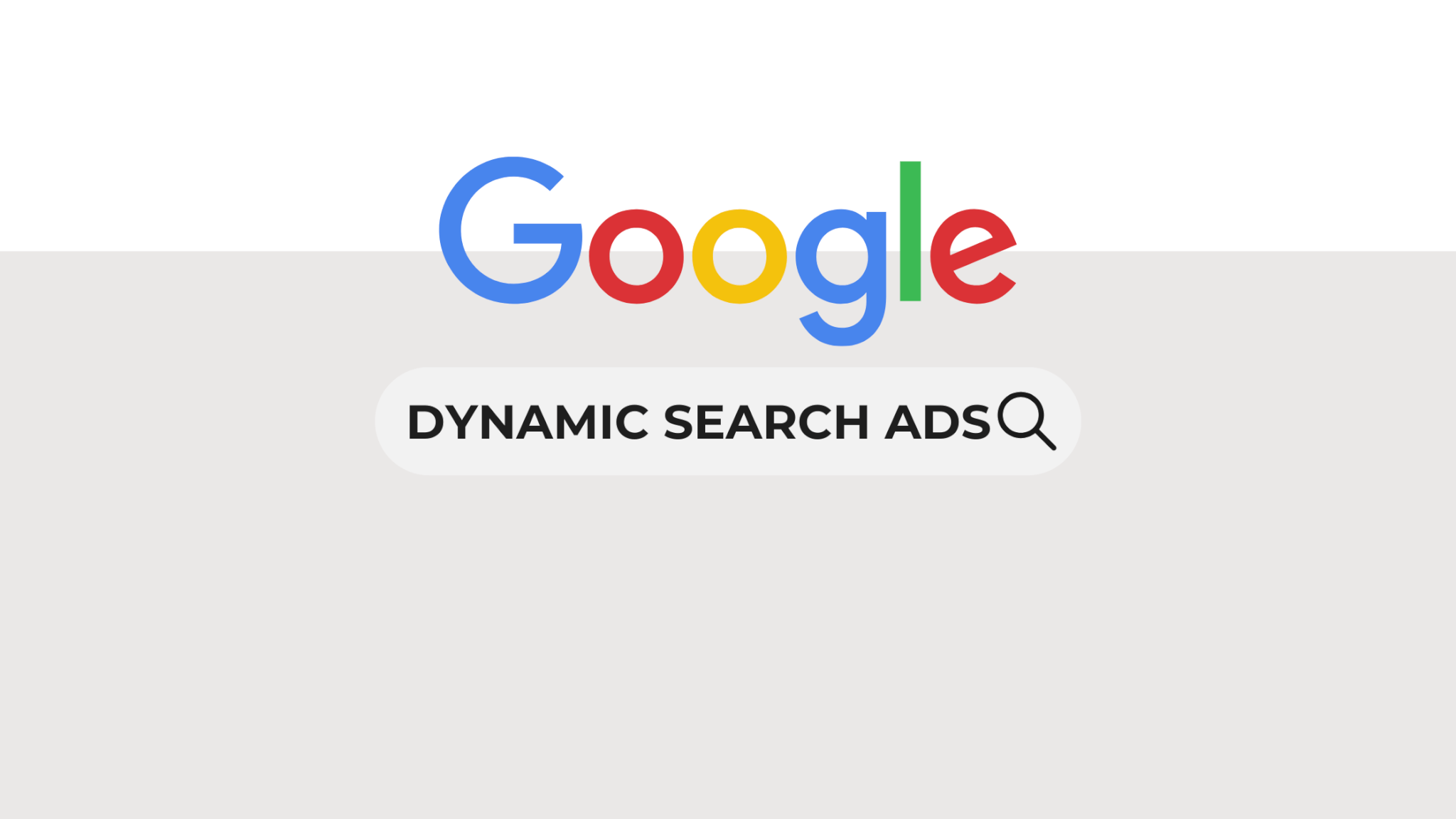 Google Logo und Suchleiste mit Dynamic Search Ads Suchbegriff