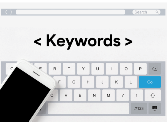Tastatur mit Schriftzug Keywords